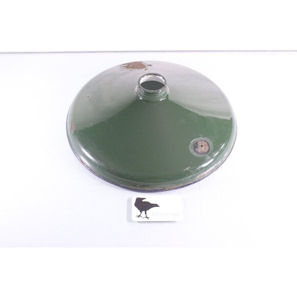 Vintage 14" Industrial Salvage Barn Light Shade in worn green enamel, lamp - Picture 4 of 10